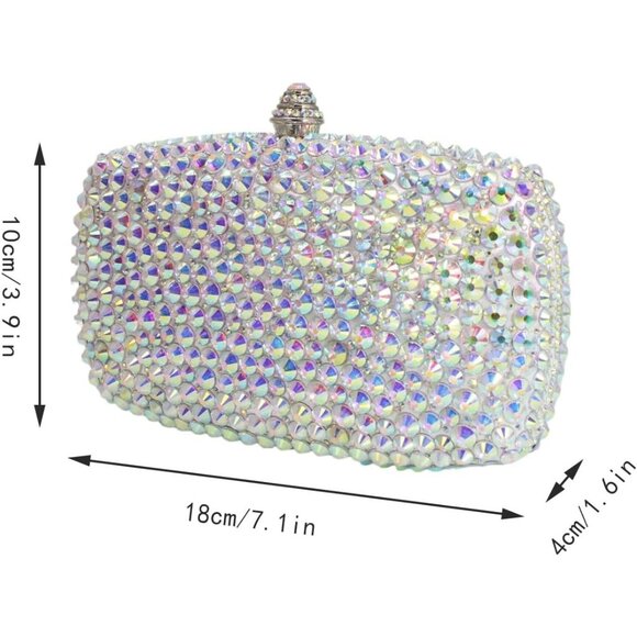 ⚡ Women's Silver Rhinestone Diamond Glitter Shining Evening Crossbody Bag - Picture 2 of 7